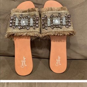 Crown Vintage Gloriana Jeweled flat sandal.